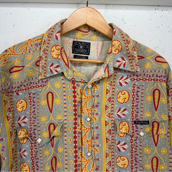 Lucky Brand Men’s Size XXL Southwest Paisley Pearl Snap Corduroy Shirt - Picture 7 of 15